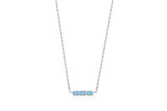  Into The Blue - Link necklaces - Silver / Rhodium plated - Turquoise - 45cm